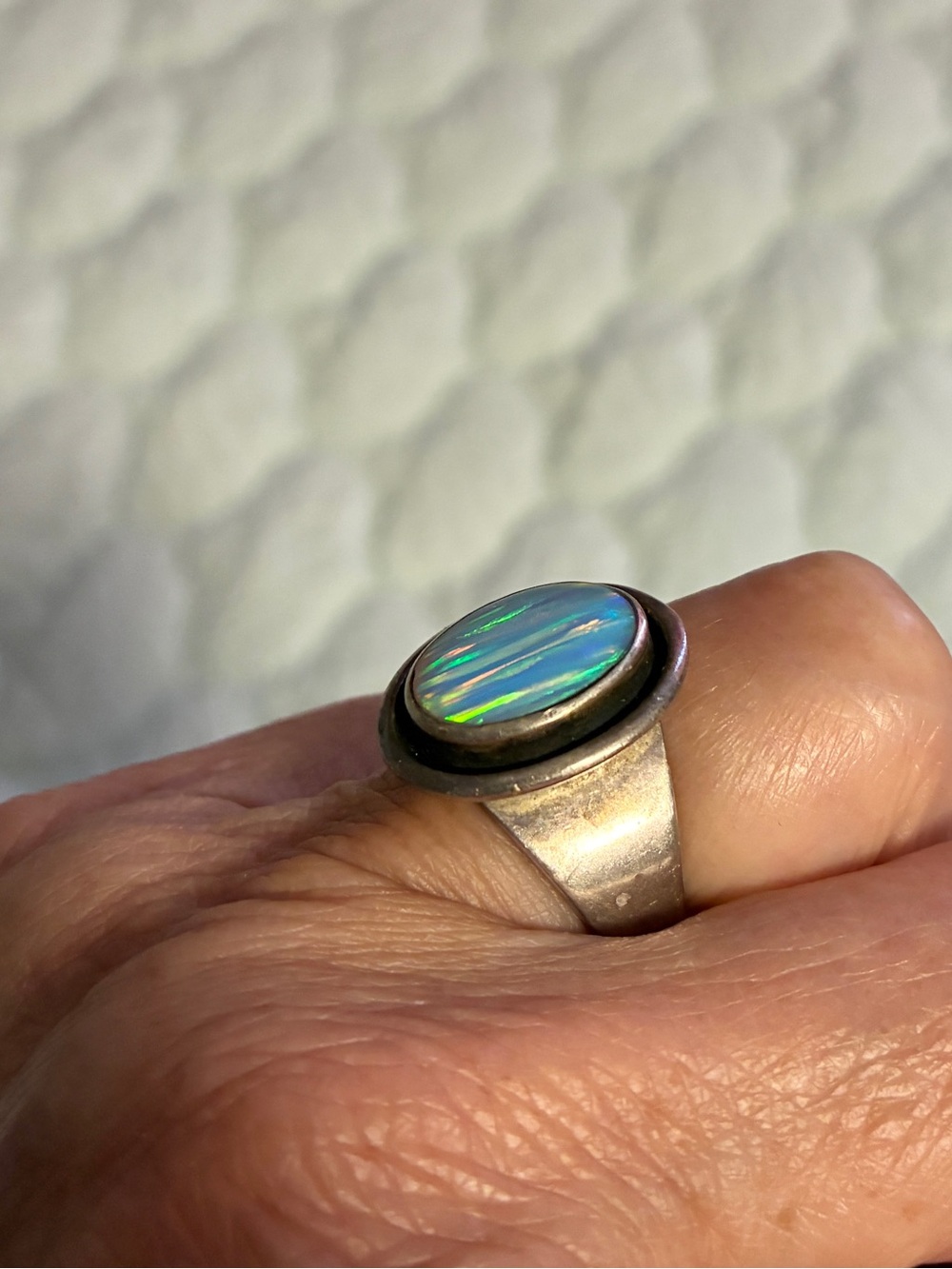 Navajo OTT Sterling Opal Vintage Ring - Picture 6 of 7